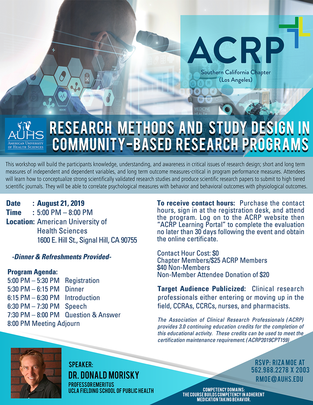 AUHS To Host ACRP Southern California Chapter Workshop Highlighting Morisky Medication Adherence Scale In Clinical Research